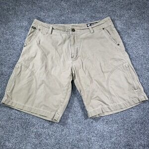 Kuhl Shorts Men 36 Brown Vintage Patina Dye Outdoor Hiking Zip Pocket Trail Camp